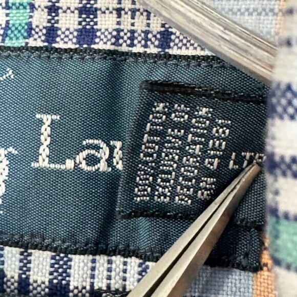 Ralph Lauren Classic Fit Orange Blue Windowpane Plaid Button Shirt Long Sleeve S - Picture 9 of 10